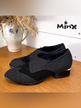 MINX Black Studded Loafers – Size 39